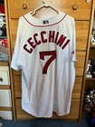 Garin Cecchini Game Used Worn Portland Sea Dogs Home White Jersey