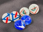 Vintage Copper Enamel Earrings Lot Blue Geometric Abstract Disc Screw Backs