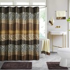 Wpm Bathroom Rugs And Shower Curtain Set  Animal Leopard Print Animal Coffee