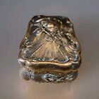 Antique B w Brainard Wilson Art Nouveau Footed Jewelry Trinket Box Roses 6x3 5 