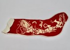 Vintage Merry Christmas Stocking Felt Santa Claus Sled Reindeer Red White 18 