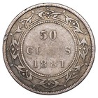 Canada 50 Cents 1881 Newfoundland Victoria Silver Coin Km 6