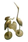 2 Solid Brass Stork Blue Heron Sea Crane Bird Statues 1960 Leonardo Co Korea