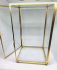 Vintage 8  Brass Glass Closet Door Display Case With Rounded Feet