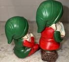 2 Vintage Homco Christmas Pixie Elf Christmas Figurines  5205 With Doll   Boat