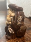 Vtg Asian Hand-carved Wood With Inlaid Figure Daikokuten W  Rats Small 3 25  