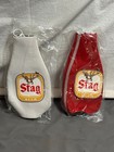 Lot Two Stag Beer Foam Bottle Beer Zipper 8  Koozie Insulator Cooler Grey   Red