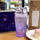 Starbucks Sakura Limited Edition Cat Ear Purple Gradient Glass Cold Cup 500ml