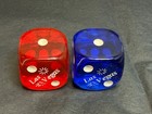 Pair Vintage Las Vegas Ad Souvenir Casino Gambling Dice Xxl Big Blue Red Acrylic