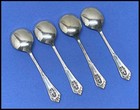 4 X 1930s Wallace Rose Point Sterling Silver Cream Soup Spoons