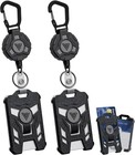 2 Pack Retractable Keychain With Id Card Holder  Heavy Duty Carabiner Badge Hold
