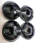 Set Of 4 Antique Lacy Black Glass Buttons Matching Flower Gold Luster Incised