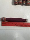 Wrapped Wood Quills  Burgundy  Bobbins  Spools  Threaded  Textile  Lot Of 6