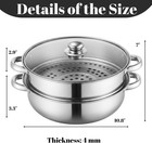 Olla De Vapor Vaporera De Acero Inoxidable De 2 Niveles Con Tapa De Vidrio Usa