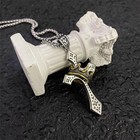 Mens Stainless Steel Cross Necklace Gold Tone Crown Pendant Christian Jewelry