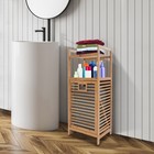37 4   Tall Bathroom Laundry Cabinet  Bamboo Tilt-out Laundry Hamper Organizer