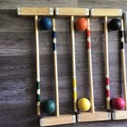Croquet Set 6 Players W wooden Mallets  Balls  Carry Bag  Complete Used