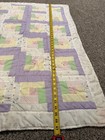 Vintage Pastel Log Cabin Style Crib Quilt  Handmade 34x47 Hand Stitched Quilted