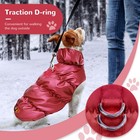 Wine Red Large Waterproof Fleece Dog Jacket Coat With Harness Ring