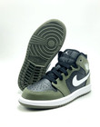  new  Kids Nike Air Jordan 1 Mid  ps  Black   White-medium Olive  dq8424 092      