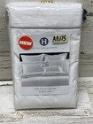 Hotel Collection Italian Percale  2  Euro Shams White  Silver Set Of 2 New