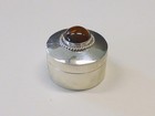 Th-46 Round Amber Set Mexico 925 Sterling Silver Pill Box Vintage Mexican