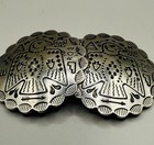 Vintage Silver Tone Native American Etched Brooch Pin