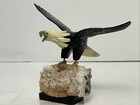 Gemstone Hand Carved crafted Black   White Onyx American Bald Eagle Vintage
