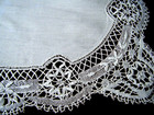 Antique Tablecloth English Bedfordshire Trim Bobbin Lace Linen Center 26 x 23 