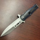 8 5  Tactical Black Handle Silver Blade Quick Open Folding Pocket Knife Hunting