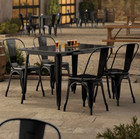 30  X 48  Rectangular Restaurant Table Standard Set With 4 Chairs Black Metal