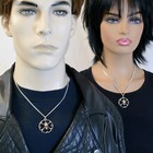 Gothic Skull And Crossbones With Red Crystal Eyes Pendant Necklace Nk-478