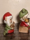 Vintage Homco Christmas Elf Elves Figurines Gnomes Ceramic Set Of 2  5406