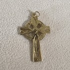 Vintage Made In Ireland 14 Karat Gold Celtic Irish Cross Pendant Signed S d