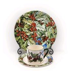 Le Houx Gien France Hollyberries   Blue Ribbon Coffee Cup   Saucer Dessert Plate
