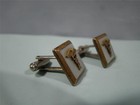 Pair Of Vintage Medical Service Caduceus Gold Toned Mother Of Pearl Cuff Links