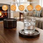 Wood Coasters For Drinks Set Of 4 With Holder  Minimalist Table Decor   Rubbe   