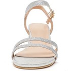 Dadawen Womens Size 9 Silver Glitter Open Toe Ankle Strap 2 5  Block Heel Shoes