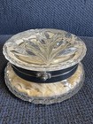 Antique Brilliant Cut Crystal Vanity Jar With Original Satin Cushion   Mirror