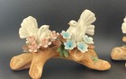 Pair Of Vtg Nuova Capodimonte Figurine 2 Doves On Pink Branch W  Flowers 5 25    L