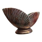 Vintage Royal Haeger Double Leaf Planter Copper Iridescent Crackle Mcm Usa