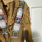 Vtg 1940s Native American Raw Hide Jacket Xl Weasel Tails Buffalo Nickels Bead