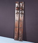 26  Tall Pair Of French Antique Solid Oak Wood Highly Carved Wood Trim Posts