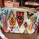Vera Bradley Aqua Multicolor Quilted Geometric Crossbody  Zip  Detachable Strap