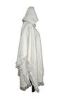 Alpaca Wool Bohemian Unisex Poncho Solid Beige Hooded Hand Woven From Ecuador
