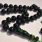 Amber Rosary     33 Oval Beads  13 Mm  Dark Green Amber Rosary 52gram