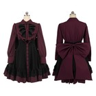 Medieval Vintage Lolita Dress Gothic Ruffle Renaissance Bow Sweet Dress Women