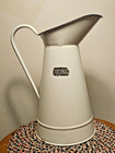 Heavy Antique French Enamelware Rustic Farmhouse Pitcher W   electa  Label 15 