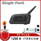 V6 Plus Motorcycle Helmet Bluetooth Headset Intercom 1200m Interphone Waterproof