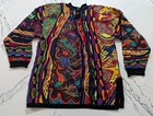 Rare Vintage 90 s Coogi Vivid Animal Jungle Colorful 3d Knit Sweater Large  Nice